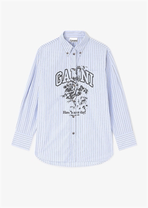 Stripe cotton oversized skjorte Lavender Lustre W0826 Ganni 